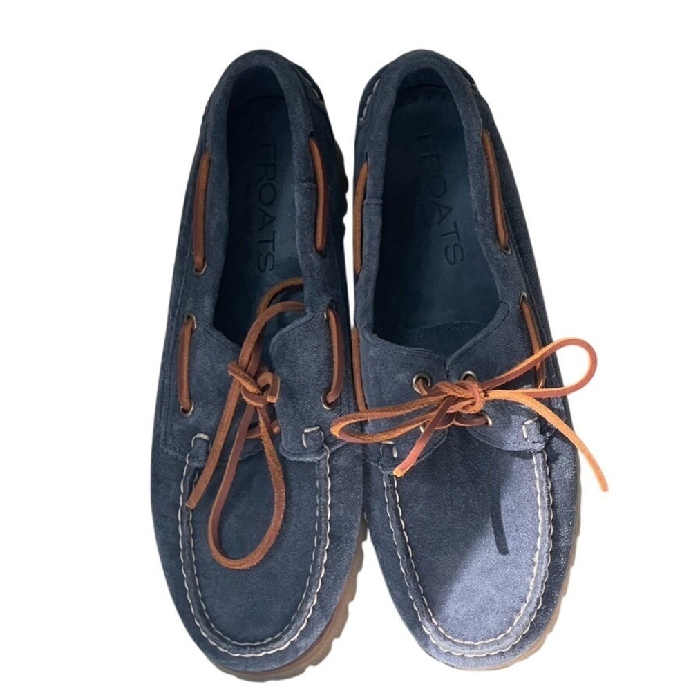 Floats Navy Suede Boat Shoes Lug Sole Moccasins Women's 10R - Picture 5 of 8
